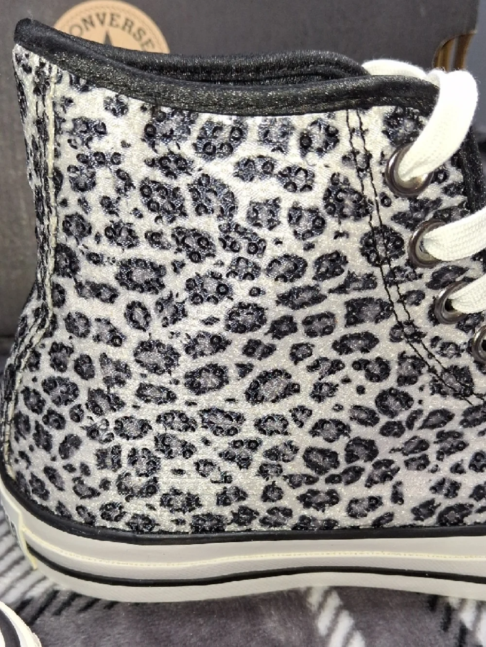 Vintage Converse High Top Squin Sneakers Snow Leopard Print,and Matching Tumbler - Picture 8 of 17